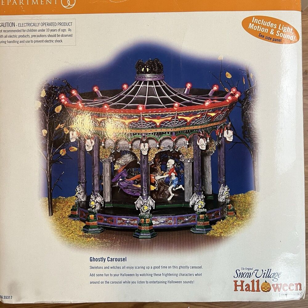 WORKING Dept. 56 Halloween 2002 Ghostly Carousel #56.55317 Spins Lights Sounds - Picture 3 of 11